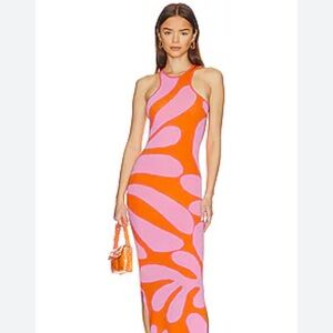 Sia dress in carnation pink & Clementine, Solid & Striped, Size Small